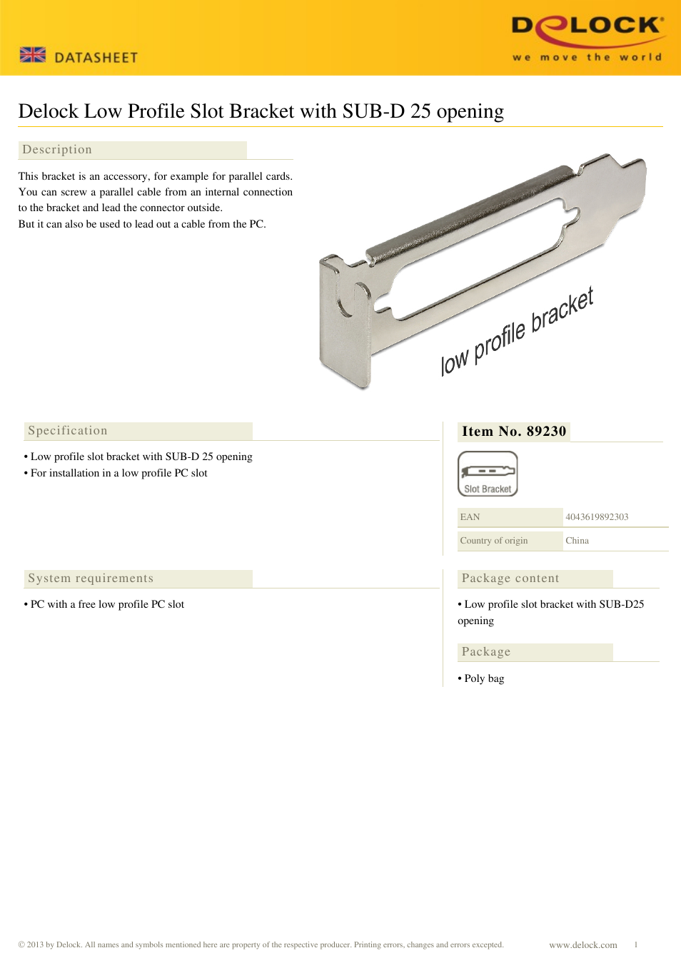 DeLOCK 89230 User Manual | 1 page