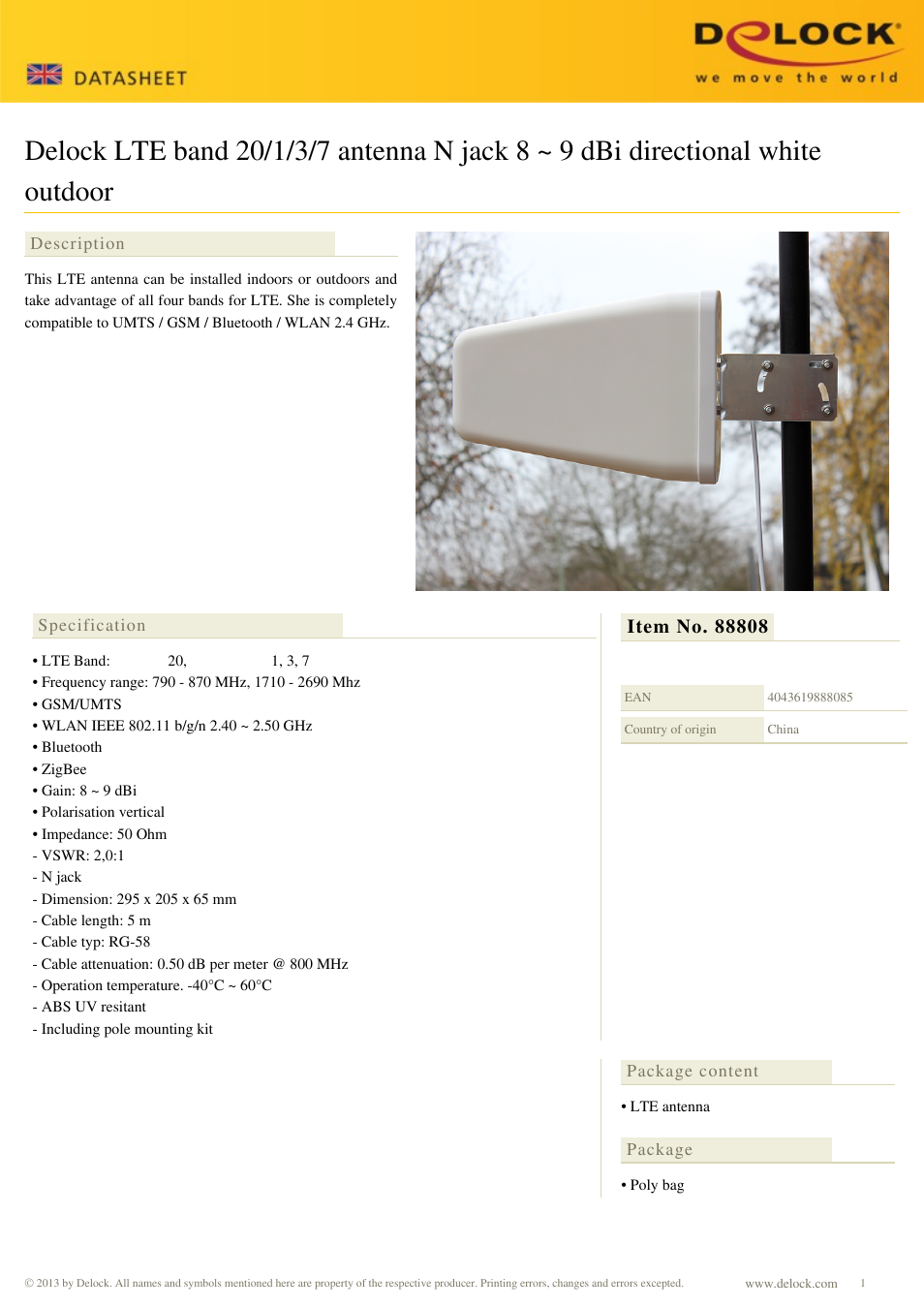 DeLOCK 88808 User Manual | 1 page