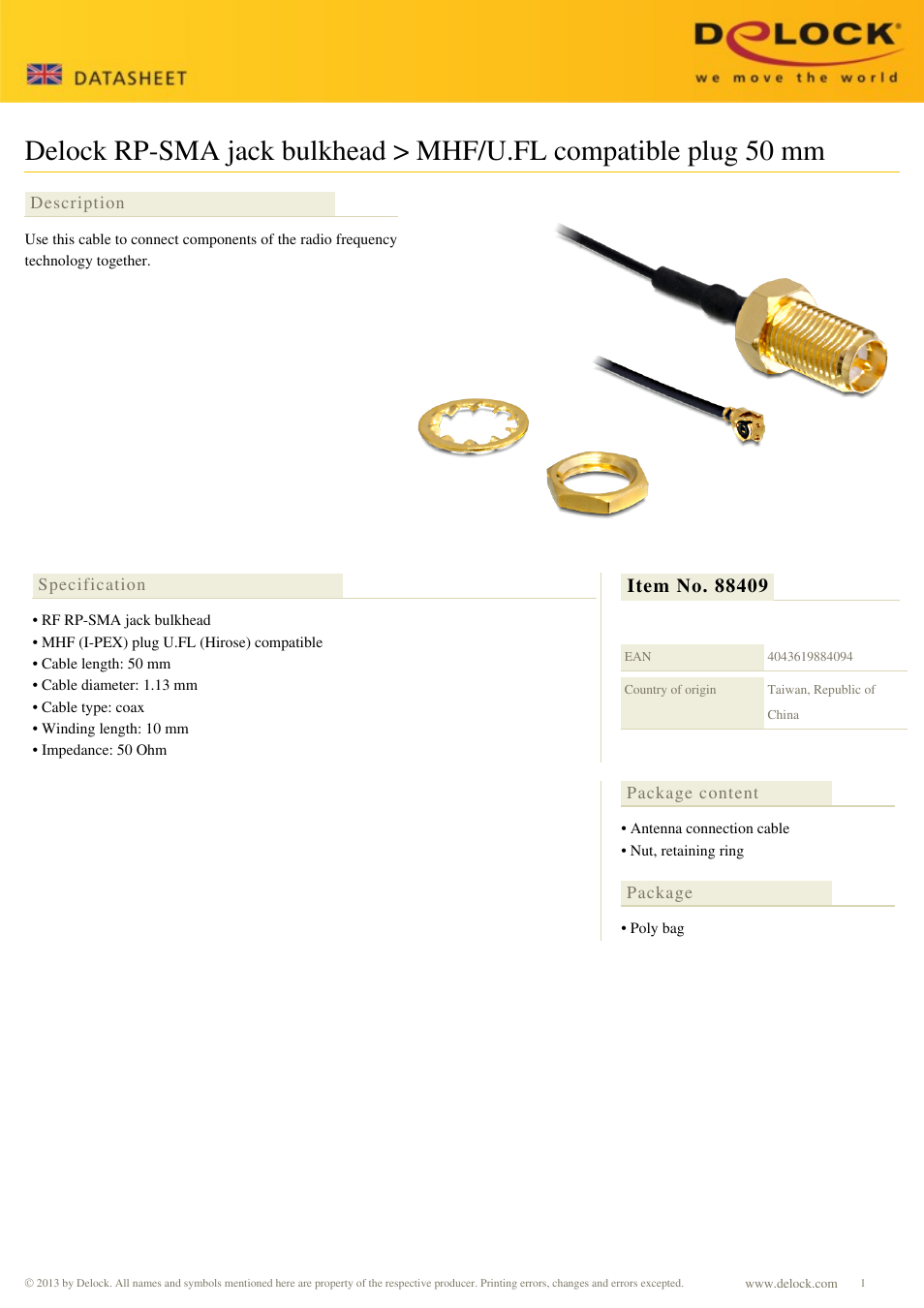 DeLOCK 88409 User Manual | 1 page