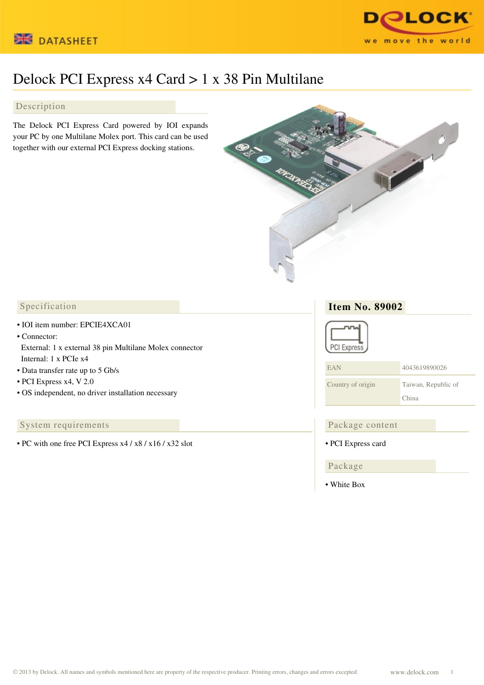 DeLOCK 89002 User Manual | 1 page