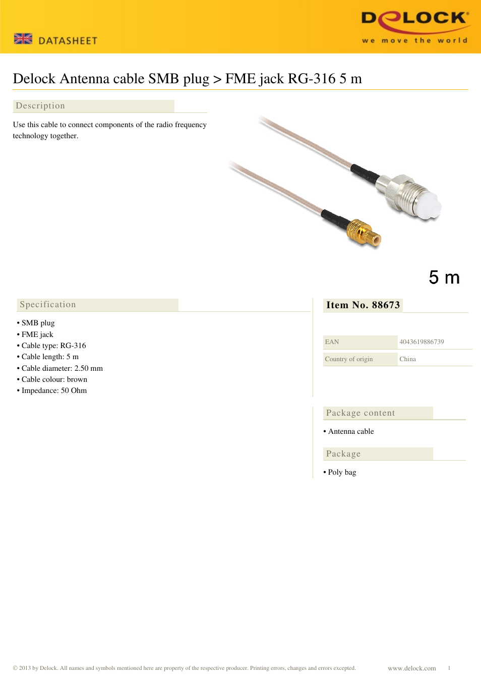DeLOCK 88673 User Manual | 1 page