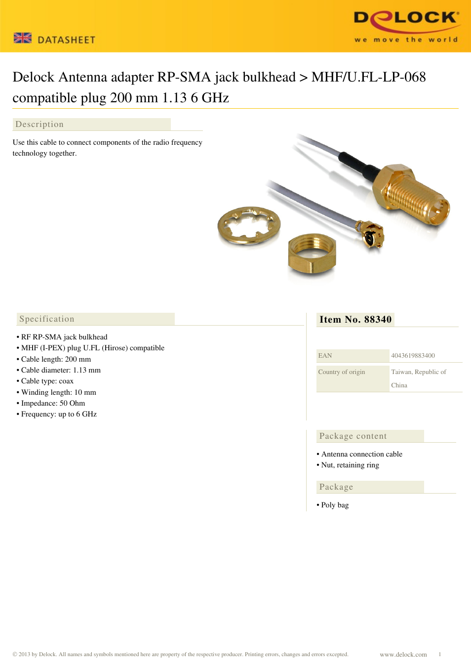 DeLOCK 88340 User Manual | 1 page