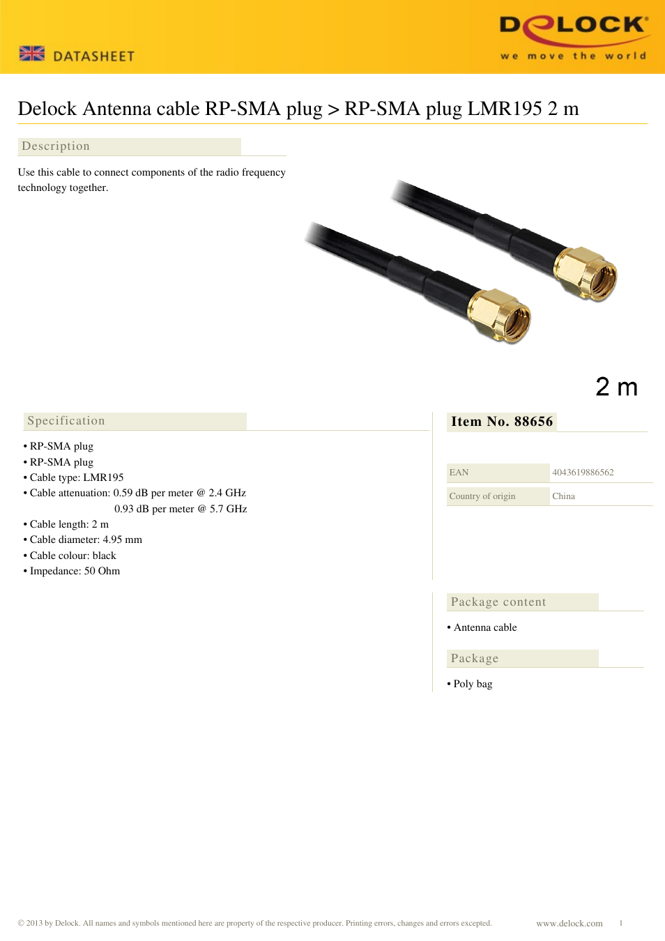 DeLOCK 88656 User Manual | 1 page
