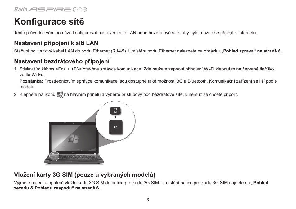 Konfigurace sítě | Acer Aspire One AO753 User Manual | Page 178 / 374