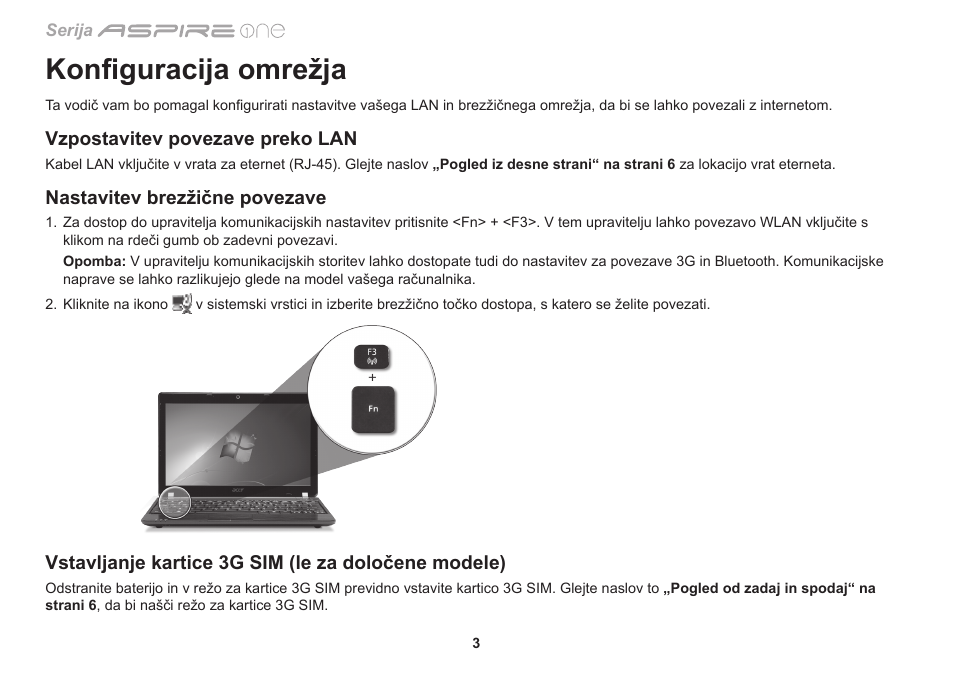 Konfiguracija omrežja | Acer Aspire One AO753 User Manual | Page 202 / 374