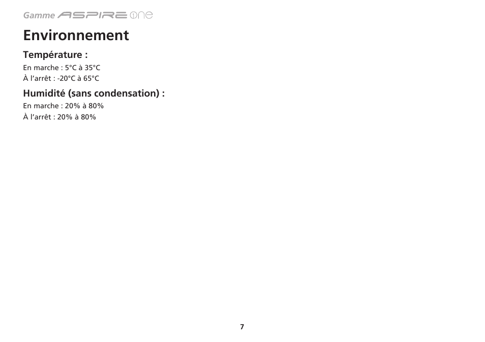 Environnement | Acer Aspire One AO753 User Manual | Page 26 / 374