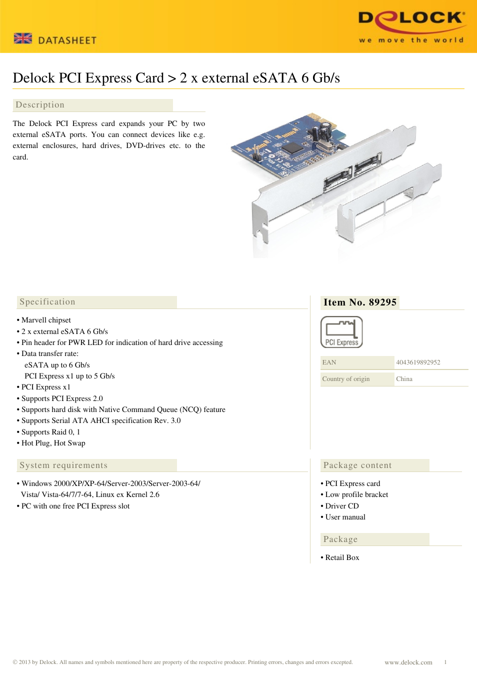 DeLOCK 89295 User Manual | 2 pages