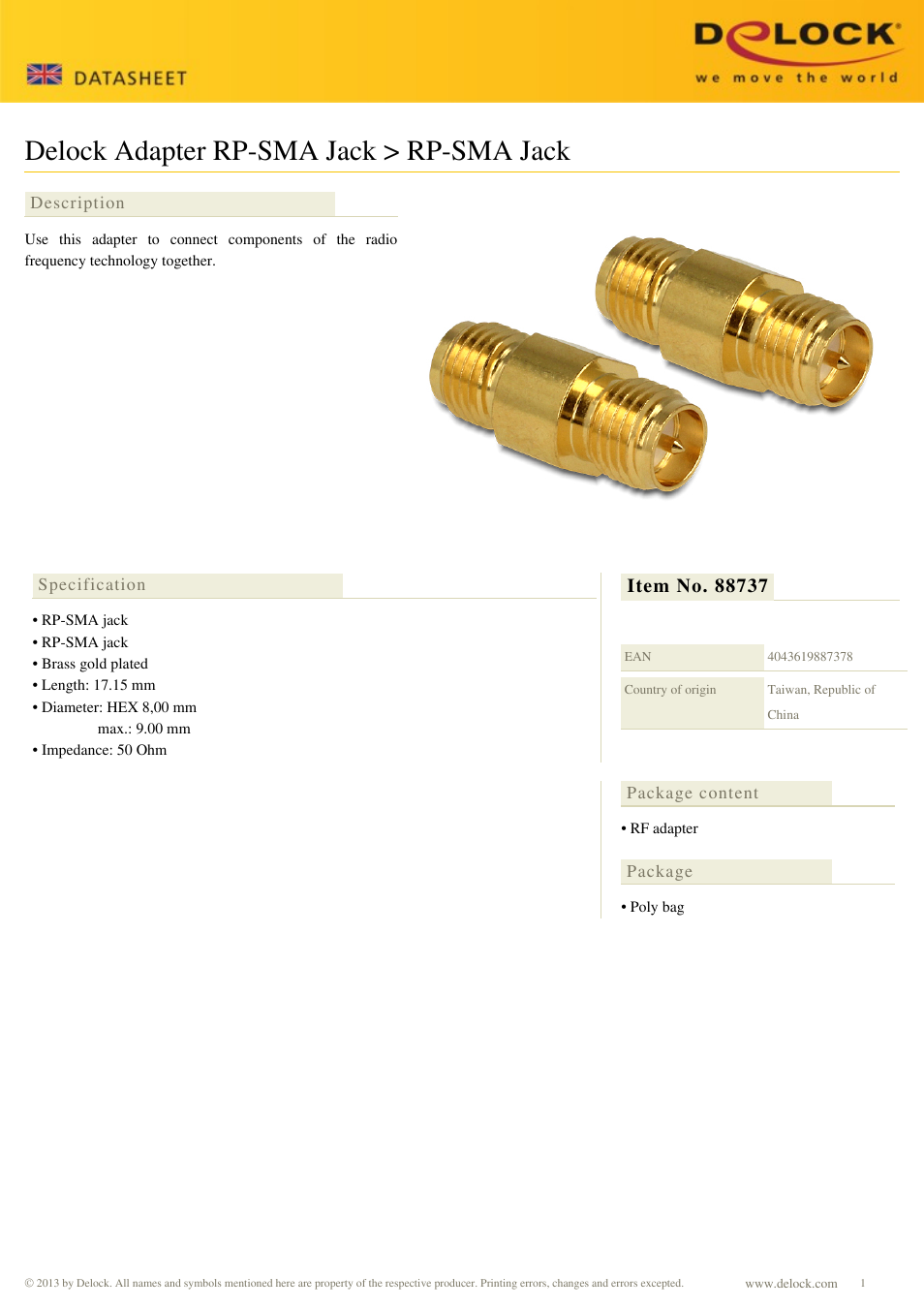 DeLOCK 88737 User Manual | 1 page