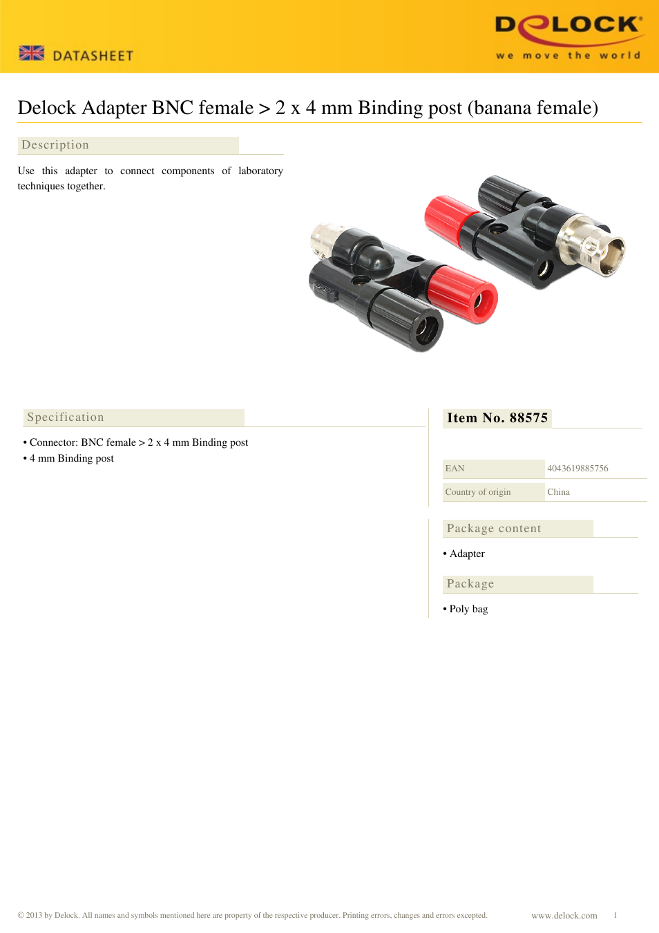DeLOCK 88575 User Manual | 1 page