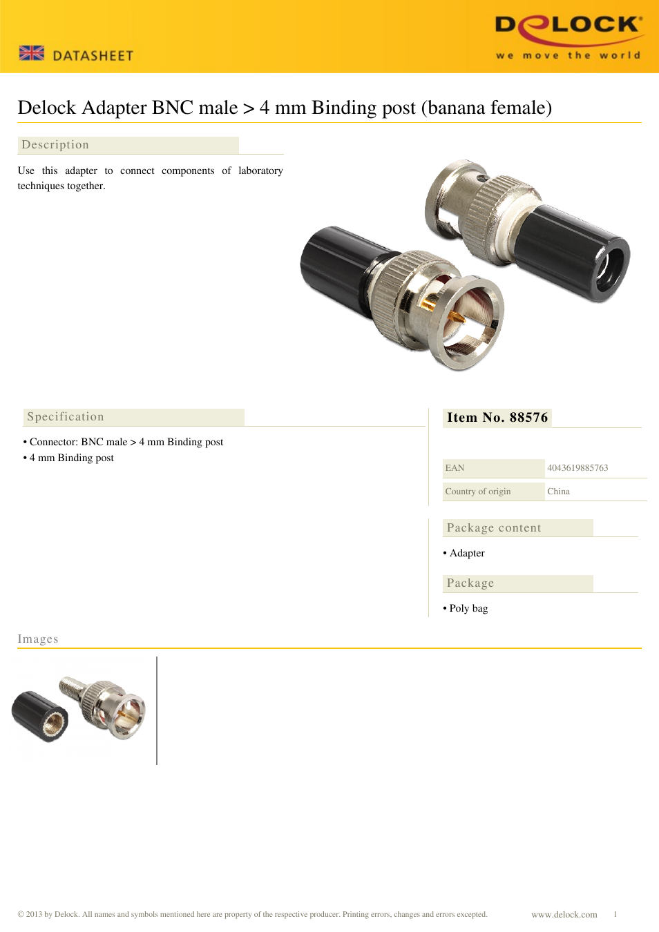 DeLOCK 88576 User Manual | 1 page