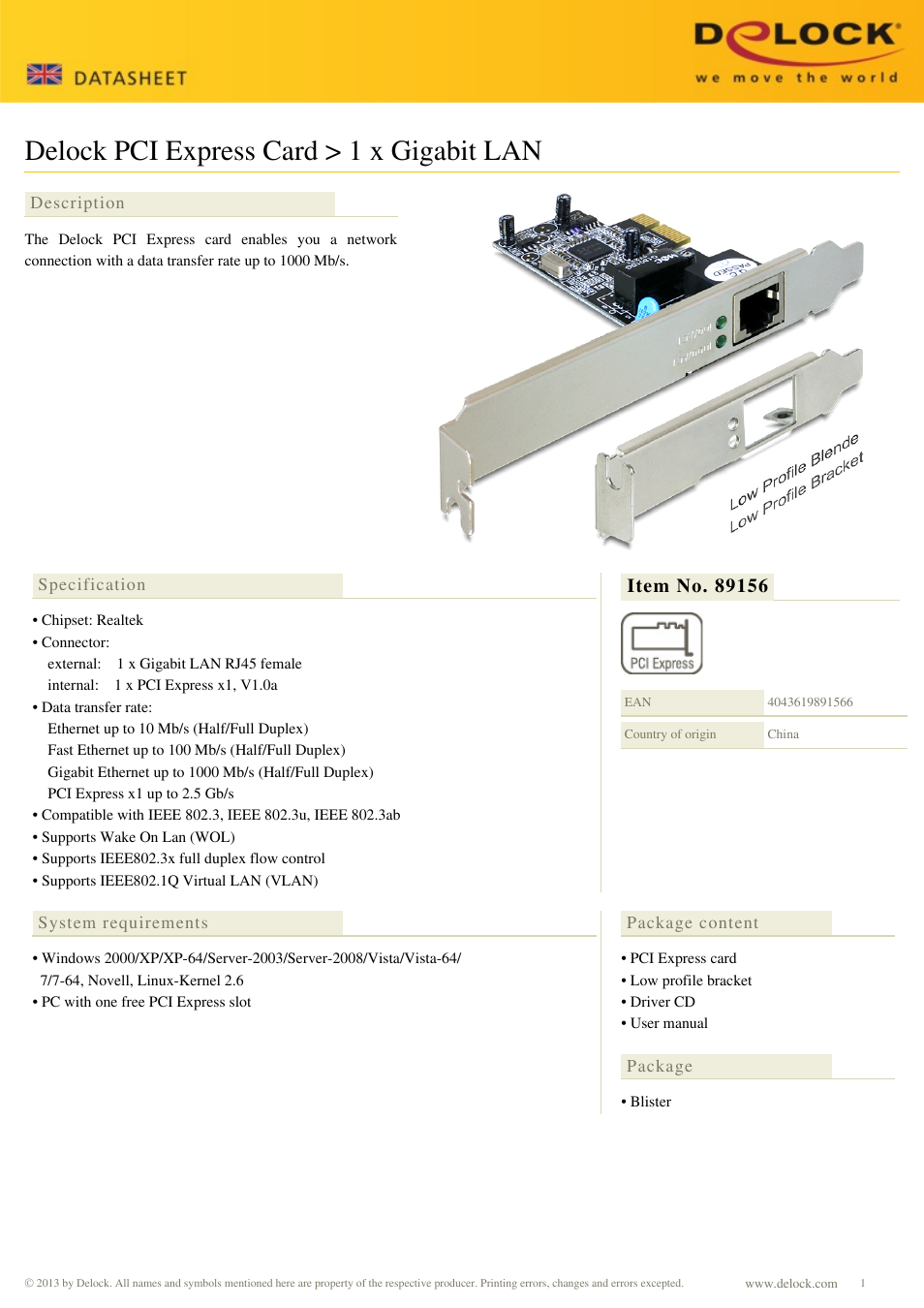 DeLOCK 89156 User Manual | 2 pages