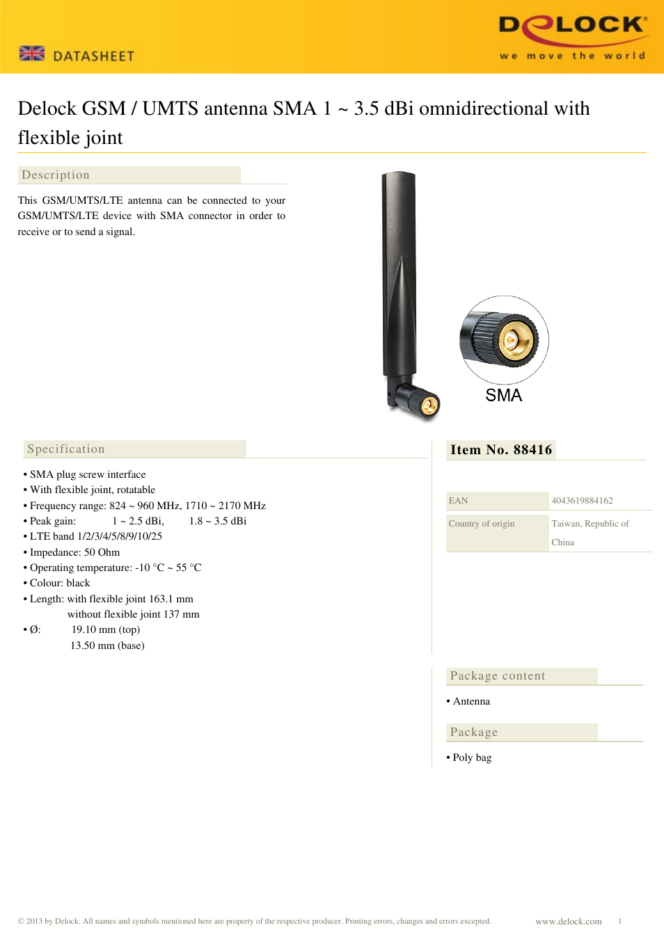DeLOCK 88416 User Manual | 1 page