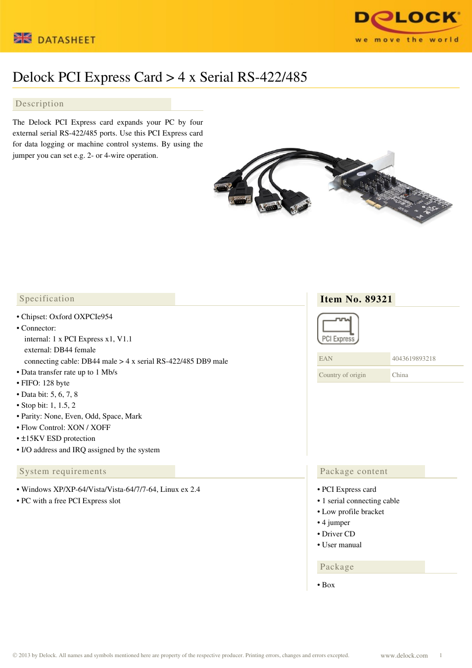 DeLOCK 89321 User Manual | 2 pages