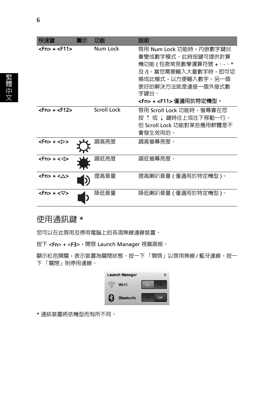 使用通訊鍵 | Acer Aspire One AOD255 User Manual | Page 266 / 299