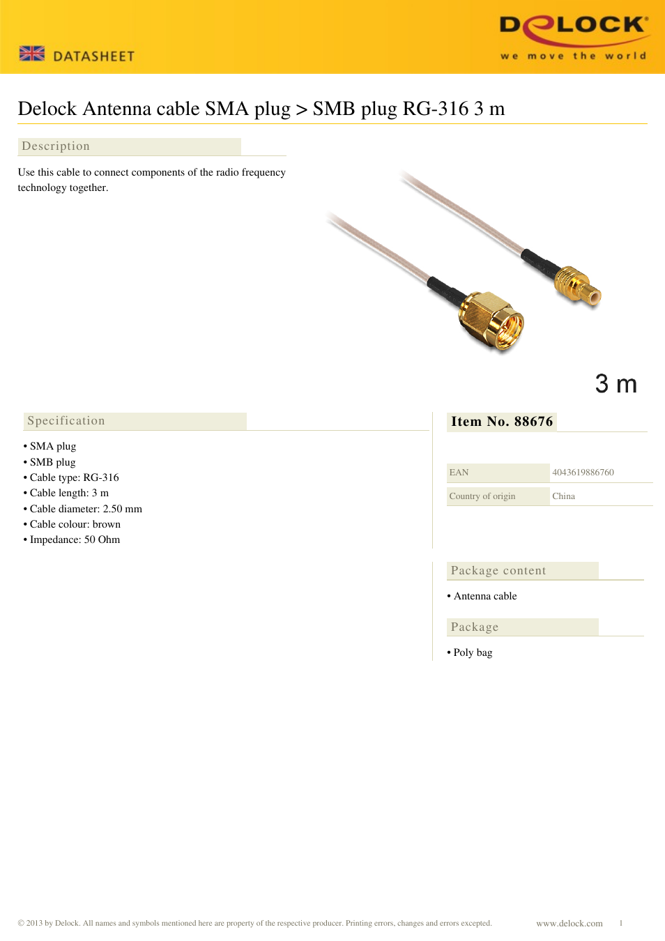 DeLOCK 88676 User Manual | 1 page