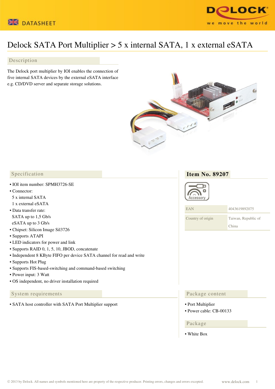 DeLOCK 89207 User Manual | 1 page