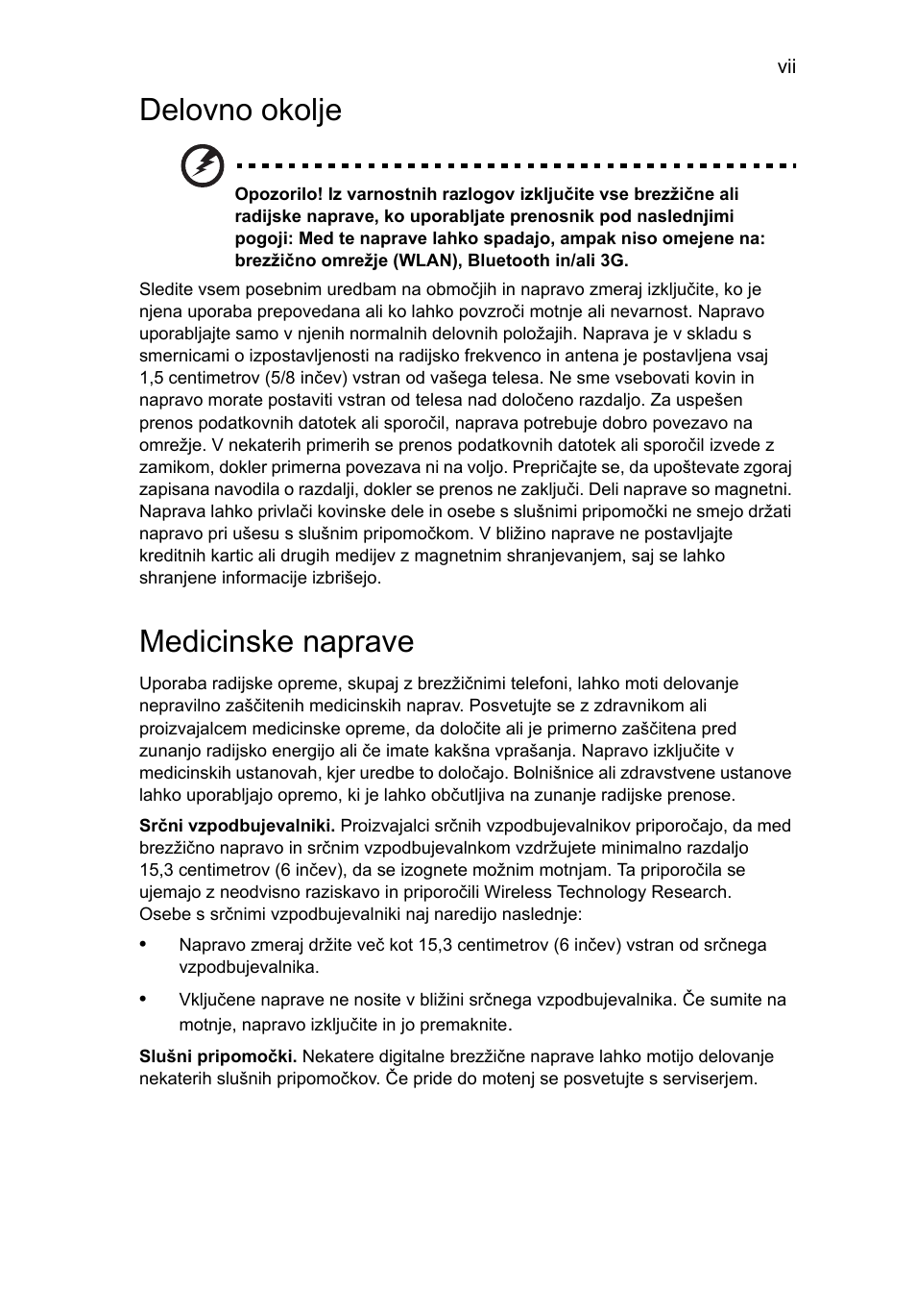 Delovno okolje, Medicinske naprave | Acer Aspire One AO522 User Manual | Page 1015 / 1810