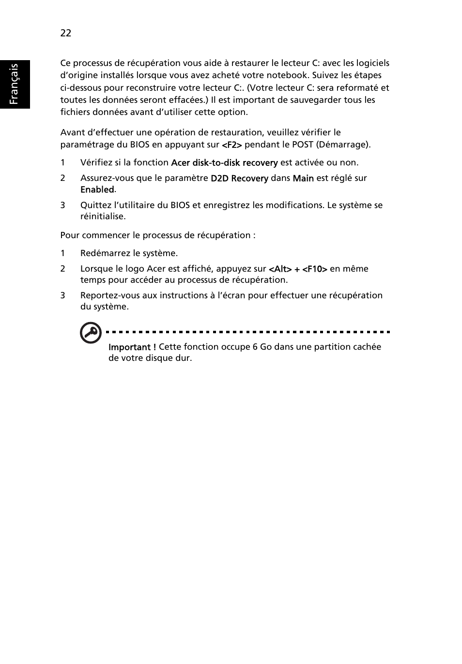 Français | Acer Aspire One AO522 User Manual | Page 102 / 1810