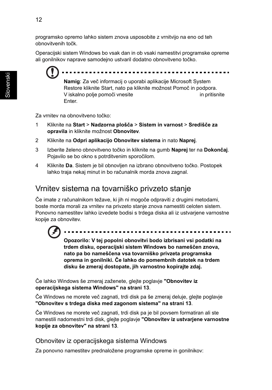 Vrnitev sistema na tovarniško privzeto stanje | Acer Aspire One AO522 User Manual | Page 1038 / 1810