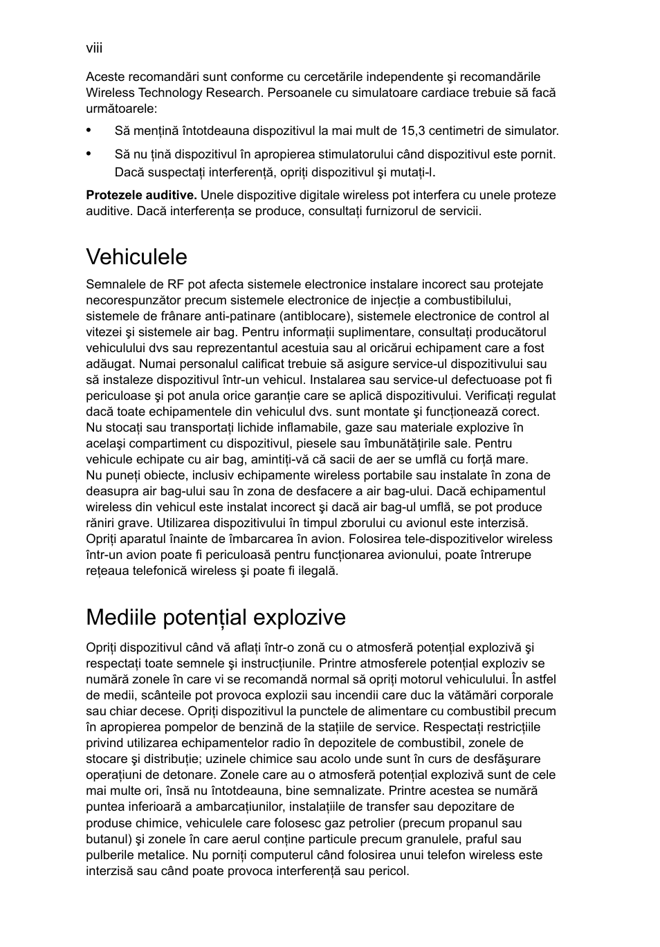 Vehiculele, Mediile potenţial explozive | Acer Aspire One AO522 User Manual | Page 1136 / 1810