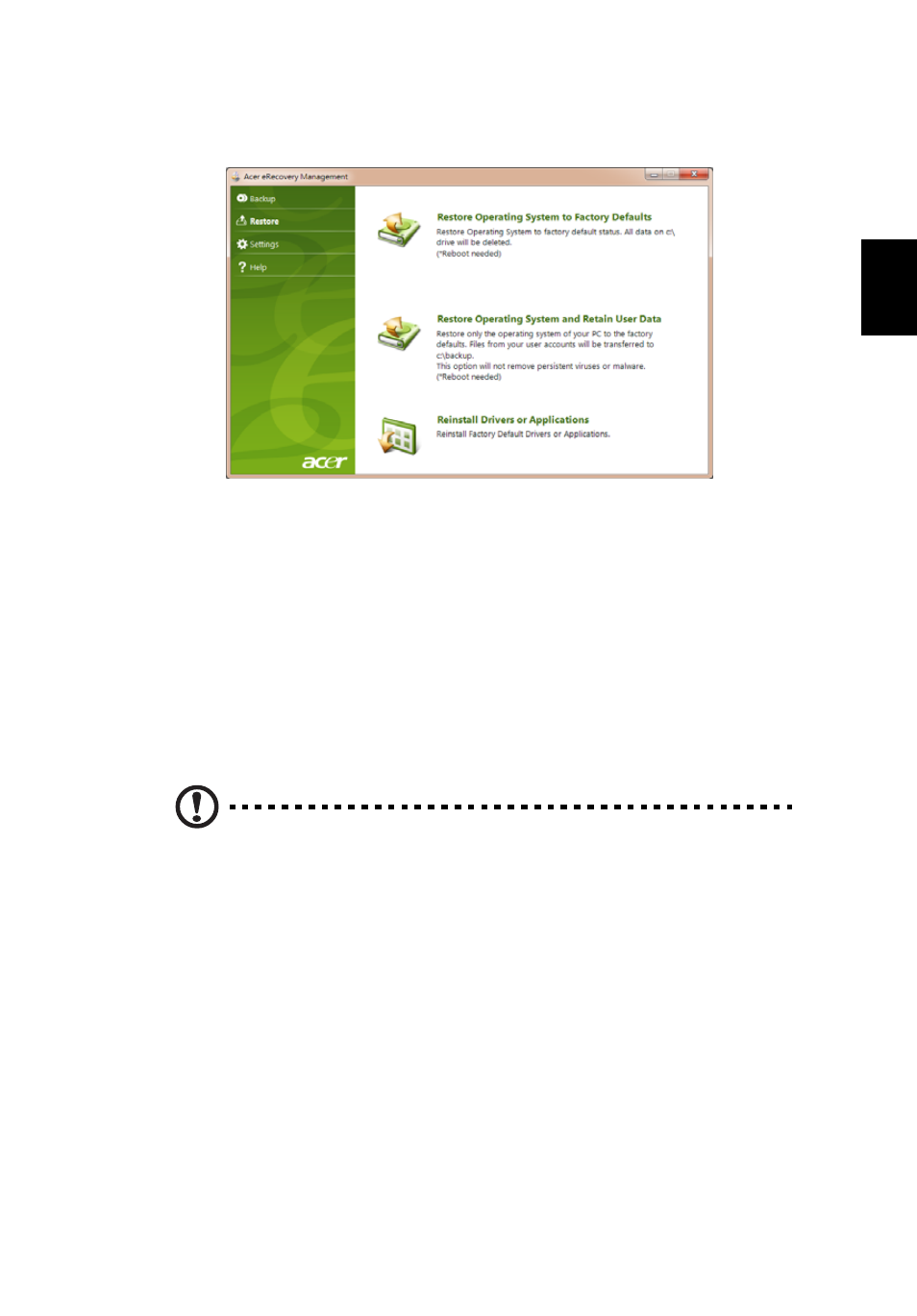 Süsteemi varasema oleku taastamine, Süsteemi varasema oleku taastamine" leheküljel 7 | Acer Aspire One AO522 User Manual | Page 1279 / 1810