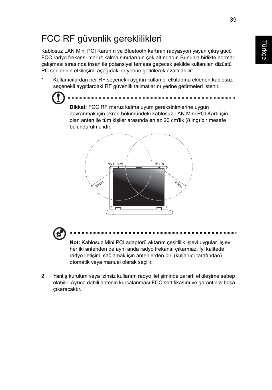 Fcc rf güvenlik gereklilikleri | Acer Aspire One AO522 User Manual | Page 1447 / 1810