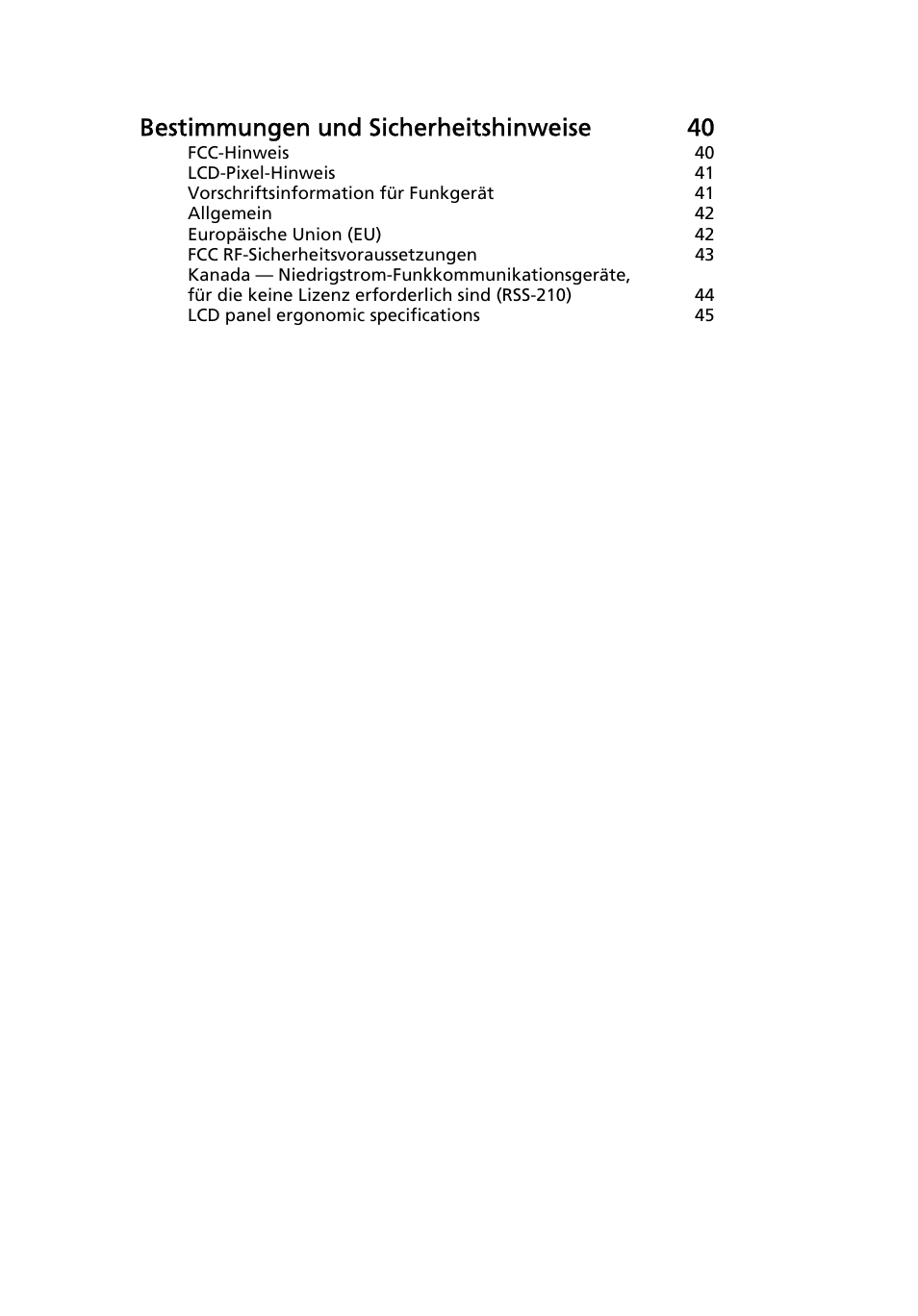 Bestimmungen und sicherheitshinweise 40 | Acer Aspire One AO522 User Manual | Page 145 / 1810