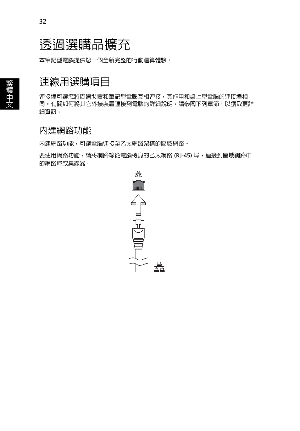 透過選購品擴充, 連線用選購項目, 內建網路功能 | Acer Aspire One AO522 User Manual | Page 1620 / 1810