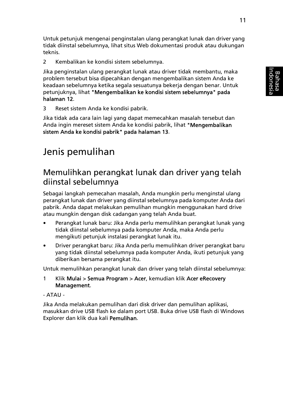 Jenis pemulihan | Acer Aspire One AO522 User Manual | Page 1717 / 1810