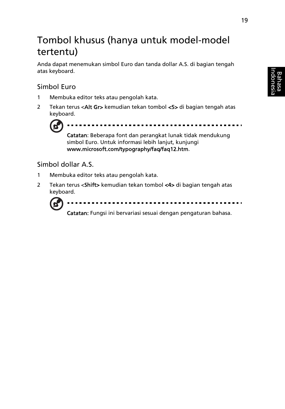 Tombol khusus (hanya untuk model-model tertentu) | Acer Aspire One AO522 User Manual | Page 1725 / 1810