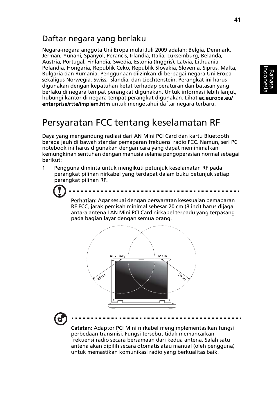 Persyaratan fcc tentang keselamatan rf, Daftar negara yang berlaku | Acer Aspire One AO522 User Manual | Page 1747 / 1810