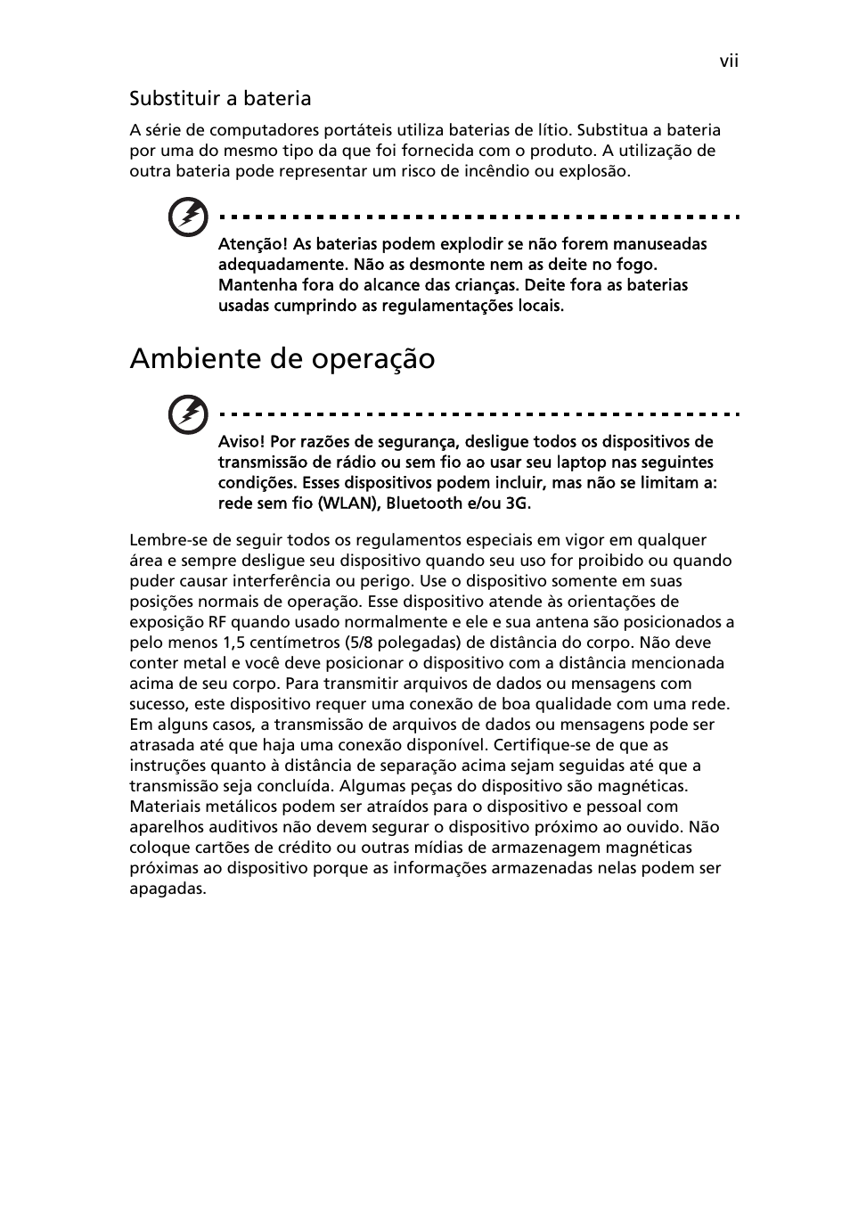 Ambiente de operação | Acer Aspire One AO522 User Manual | Page 327 / 1810
