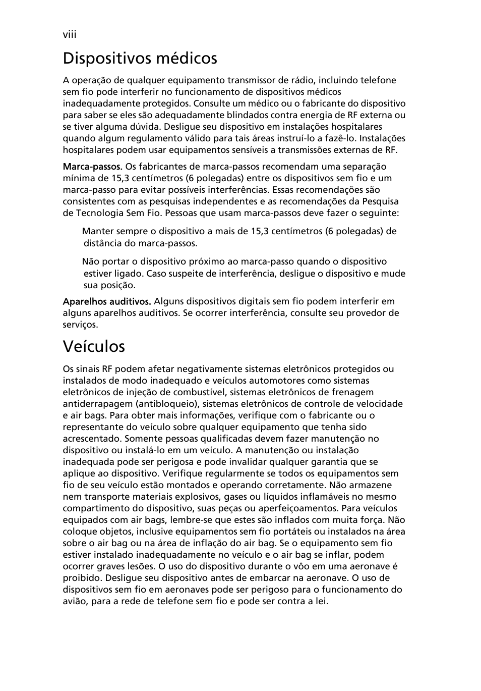 Dispositivos médicos, Veículos | Acer Aspire One AO522 User Manual | Page 328 / 1810