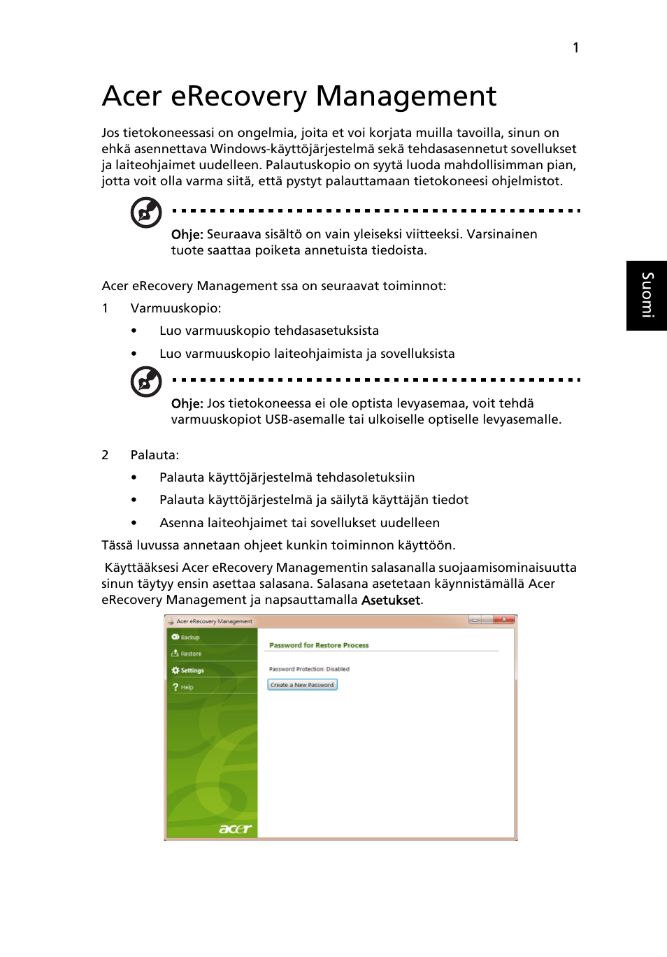 Acer erecovery management | Acer Aspire One AO522 User Manual | Page 649 / 1810
