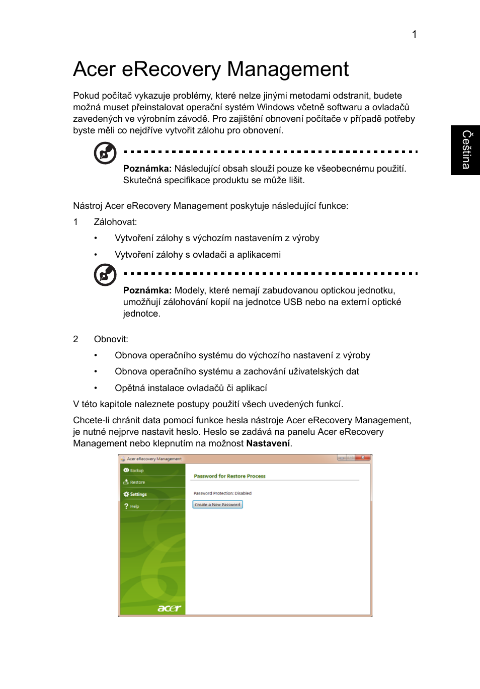 Acer erecovery management | Acer Aspire One AO522 User Manual | Page 907 / 1810