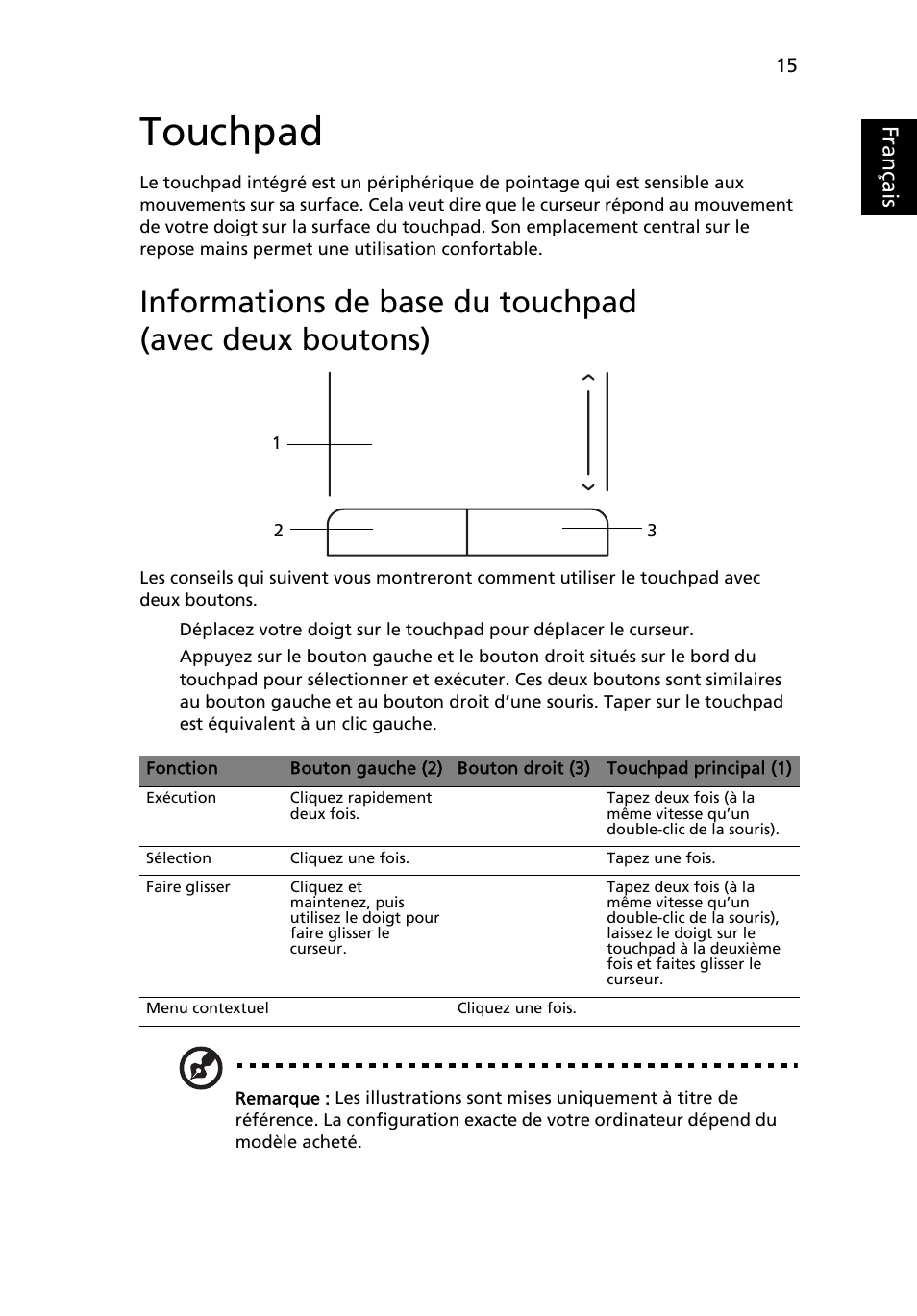 Touchpad, Français | Acer Aspire One AO522 User Manual | Page 95 / 1810
