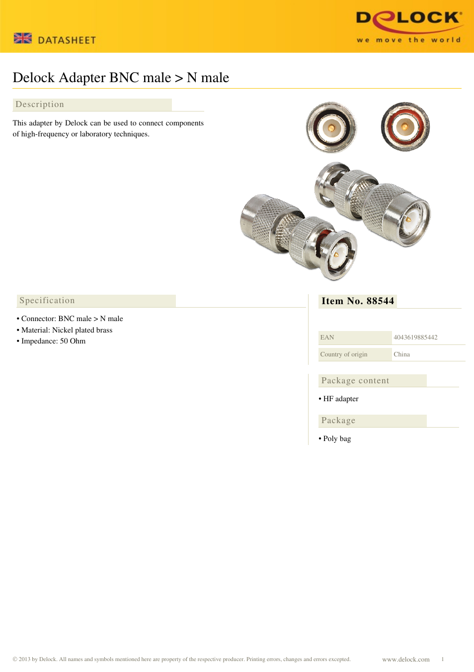 DeLOCK 88544 User Manual | 1 page
