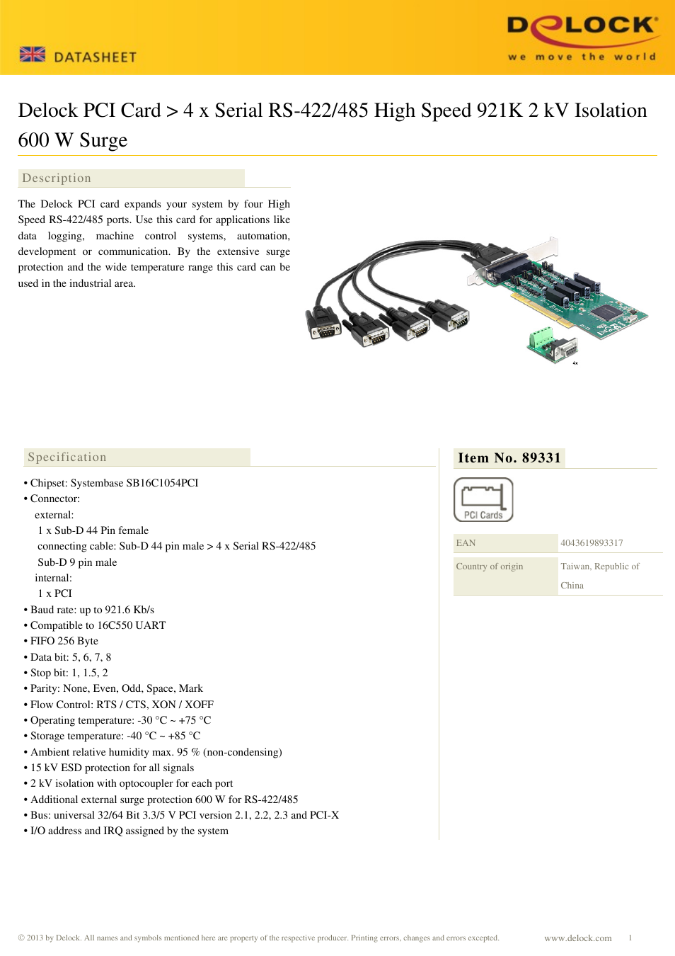 DeLOCK 89331 User Manual | 2 pages