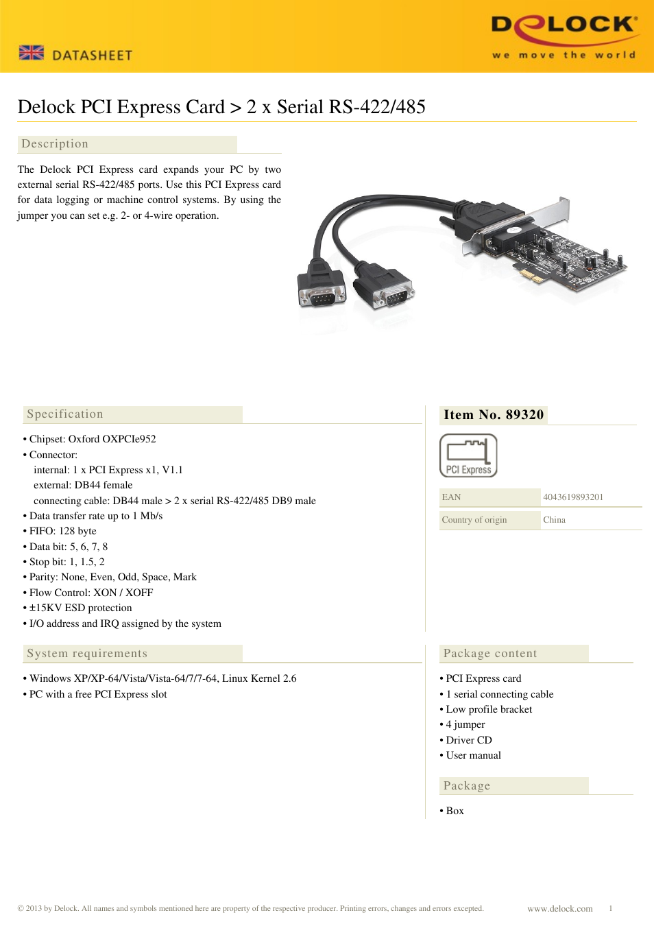 DeLOCK 89320 User Manual | 2 pages