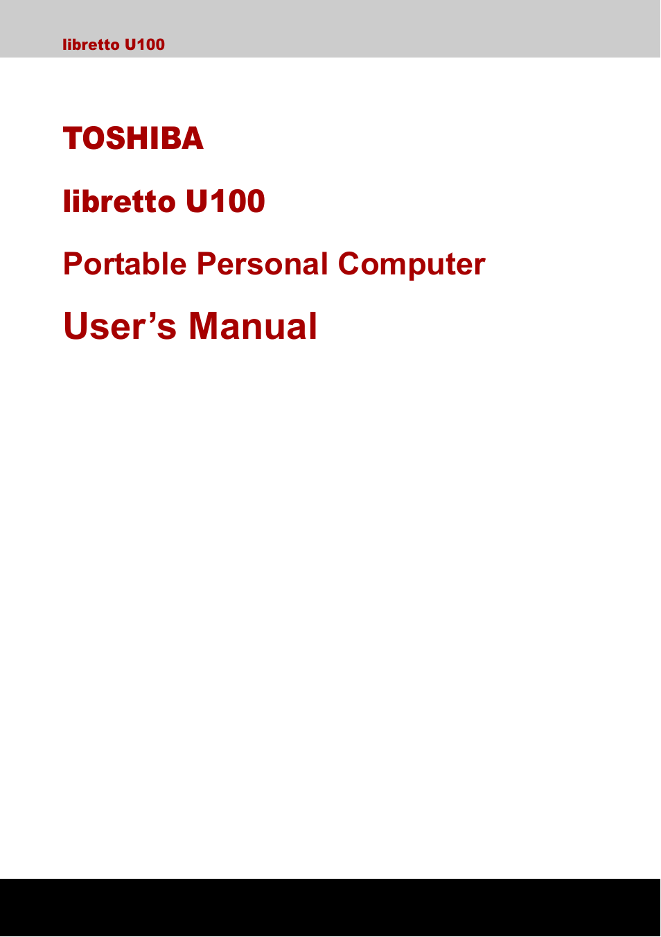Toshiba Libretto U100 User Manual | 250 pages