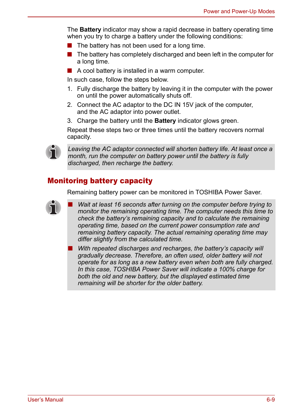 Monitoring battery capacity | Toshiba Libretto U100 User Manual | Page 131 / 250