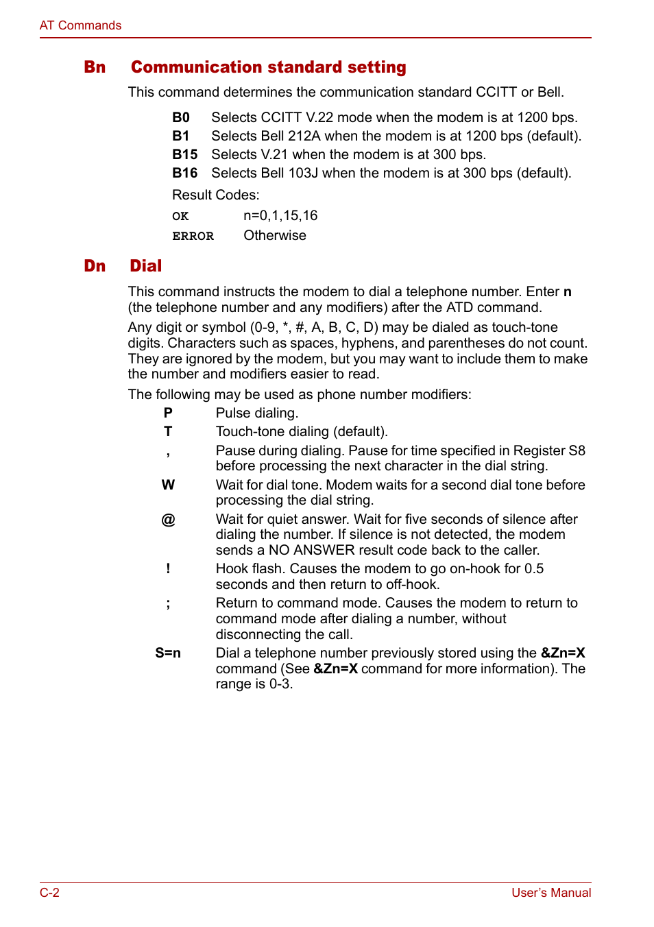 Bn communication standard setting, Dn dial | Toshiba Libretto U100 User Manual | Page 204 / 250