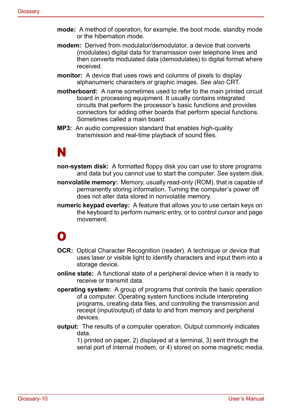 Toshiba Libretto U100 User Manual | Page 242 / 250