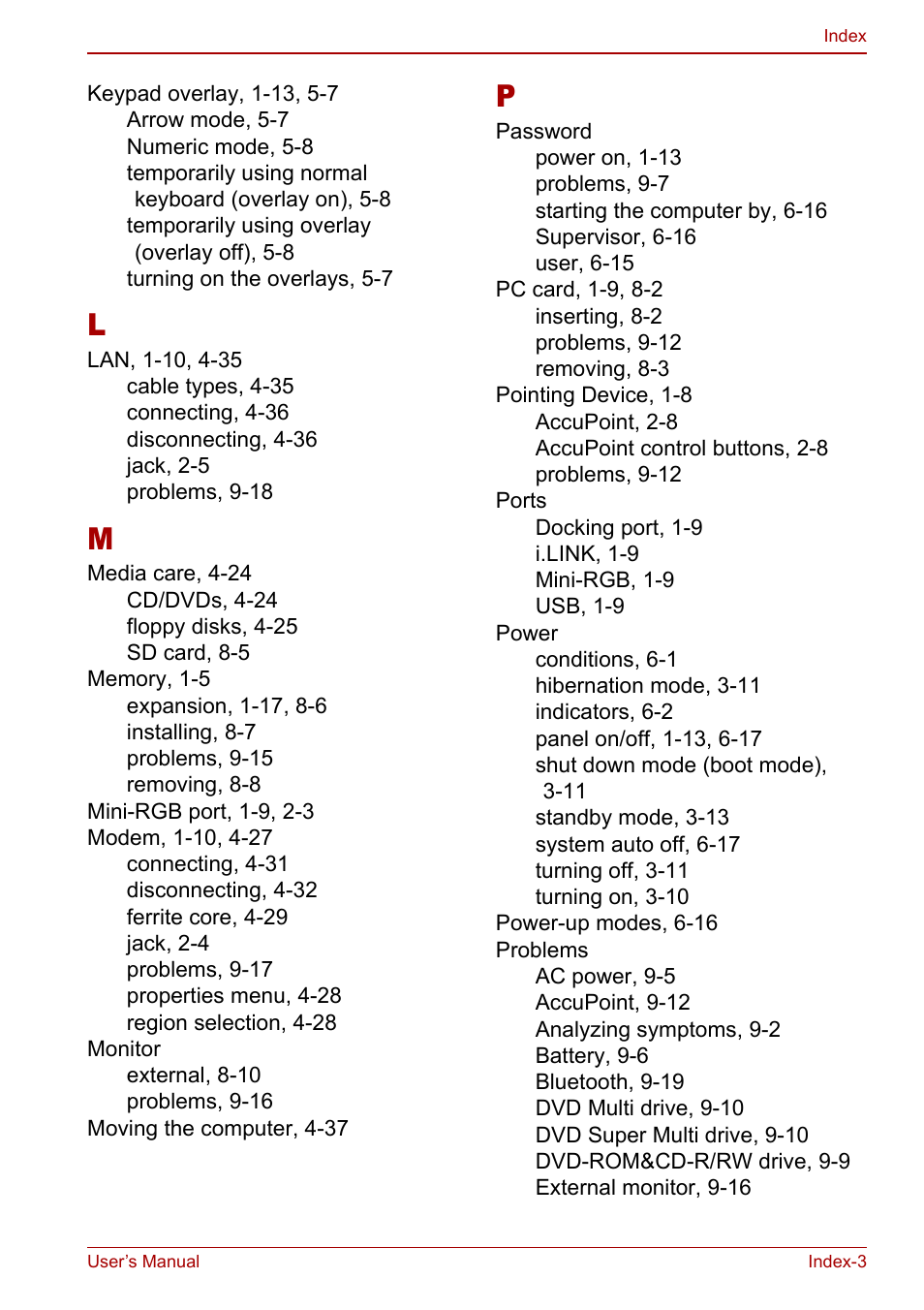 Toshiba Libretto U100 User Manual | Page 249 / 250