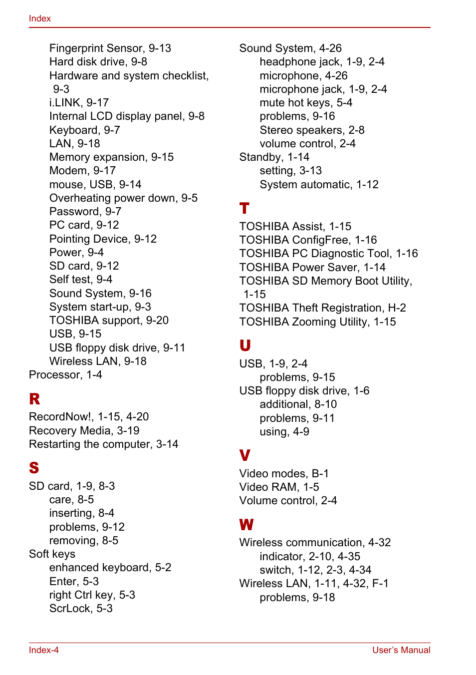 Toshiba Libretto U100 User Manual | Page 250 / 250