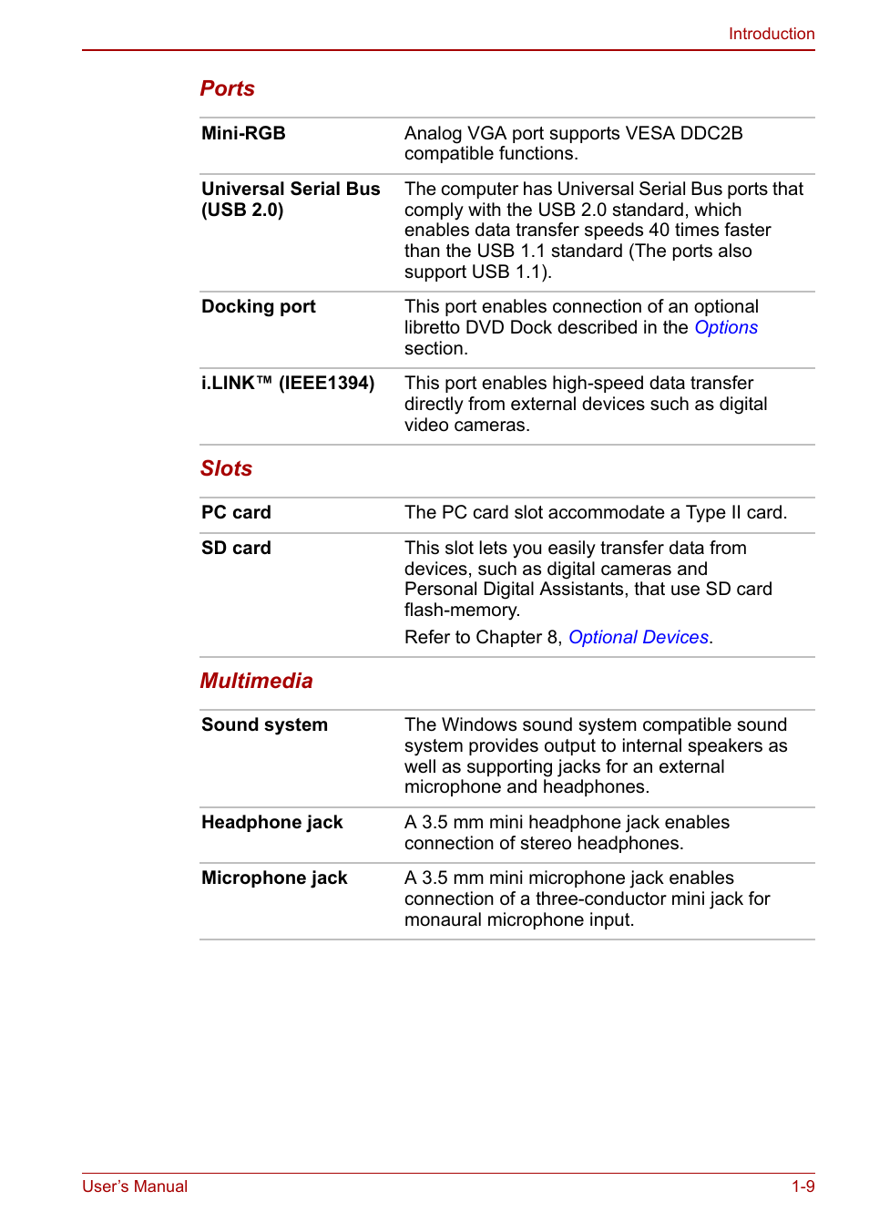 Toshiba Libretto U100 User Manual | Page 27 / 250