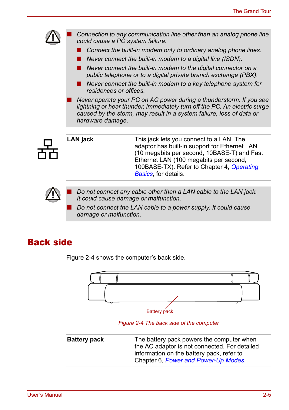 Back side, Back side -5 | Toshiba Libretto U100 User Manual | Page 41 / 250