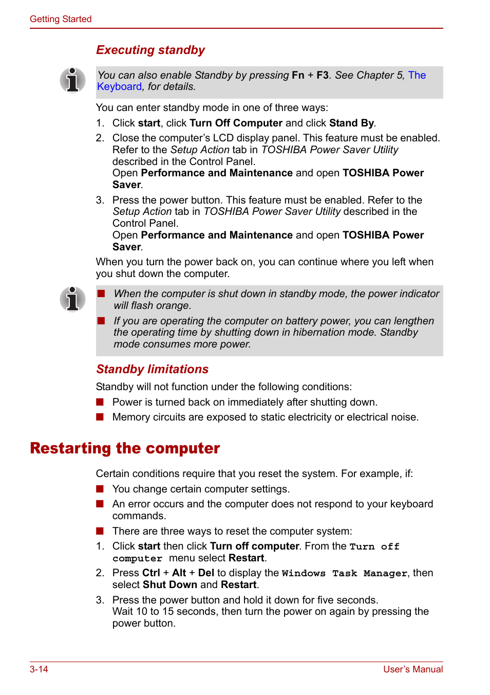 Restarting the computer, Restarting the computer -14 | Toshiba Libretto U100 User Manual | Page 64 / 250