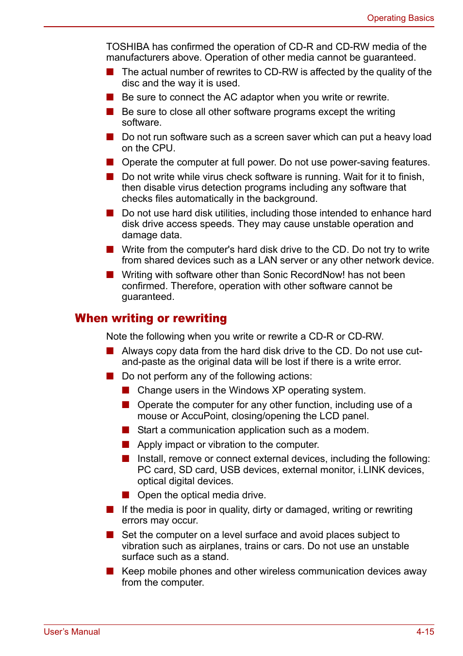 When writing or rewriting | Toshiba Libretto U100 User Manual | Page 85 / 250