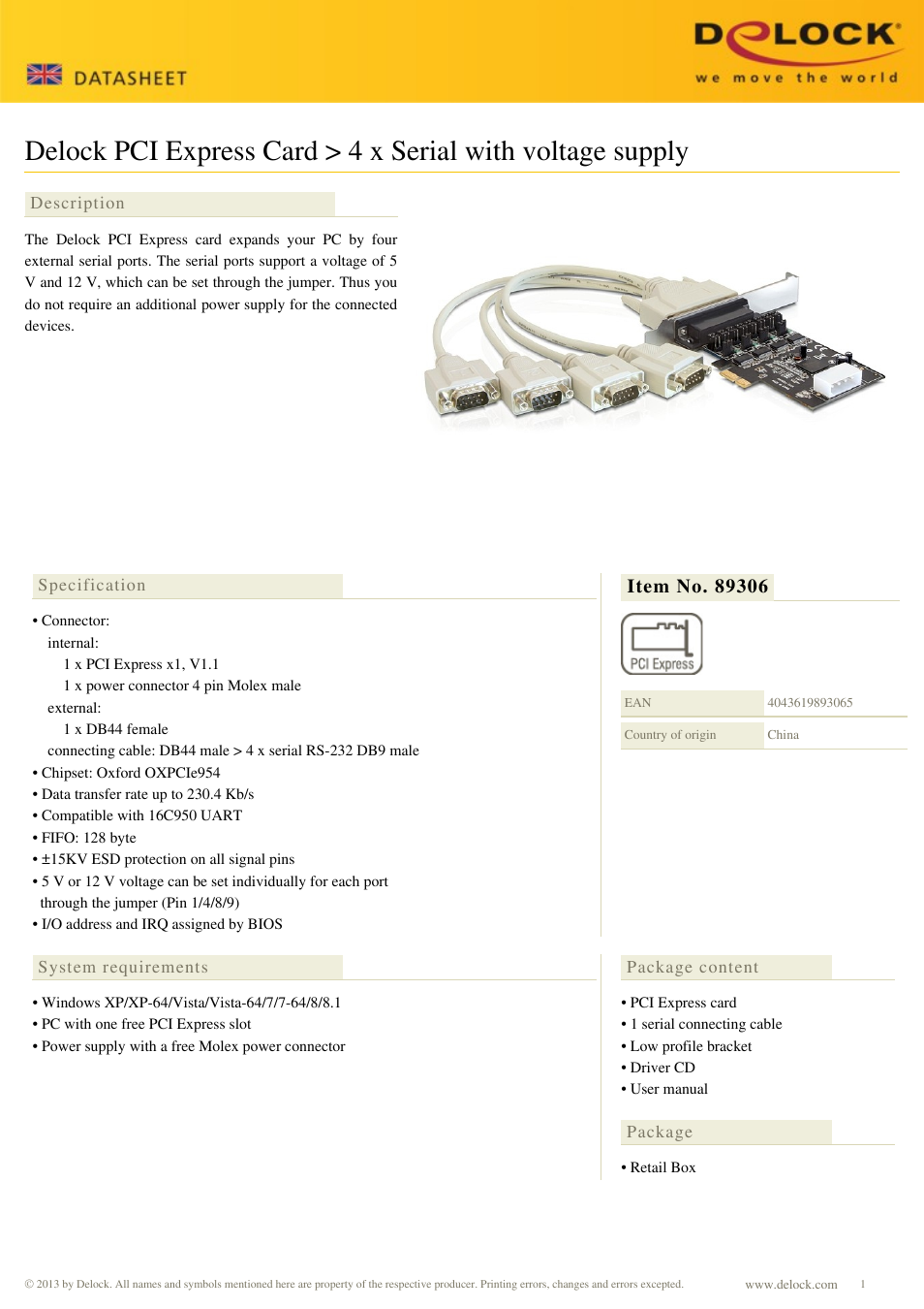 DeLOCK 89306 User Manual | 2 pages